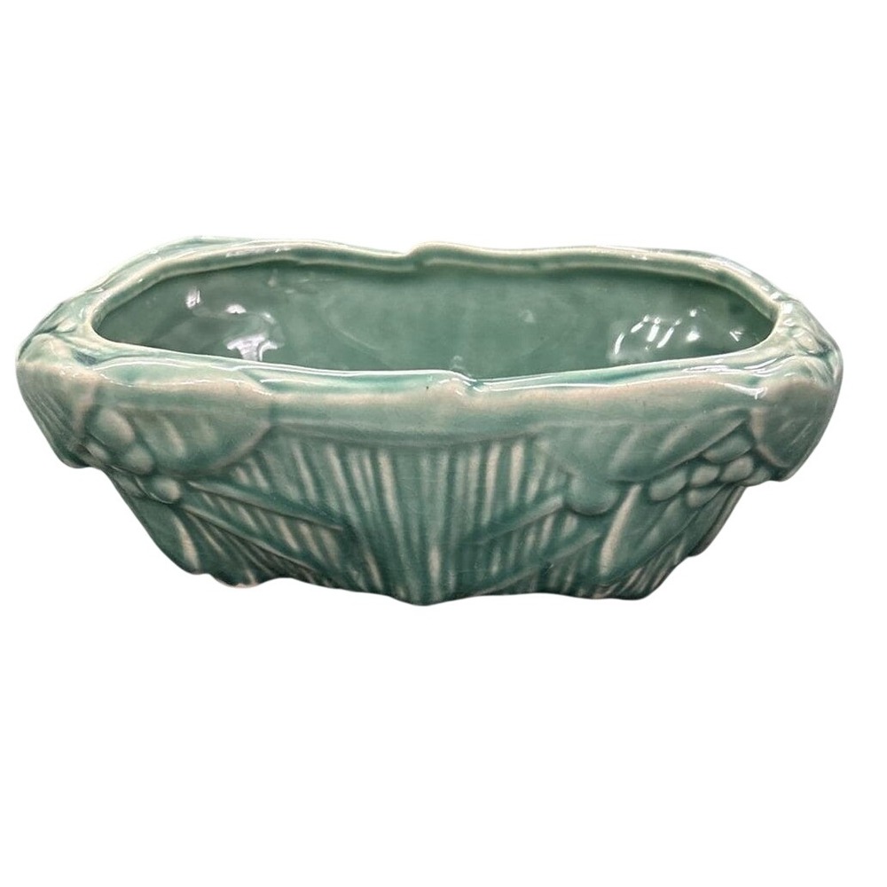 Vintage McCoy Planter 1940's Green Pottery Vintage Art Deco 8"x5"x 2.75"